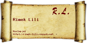 Rimek Lili névjegykártya
